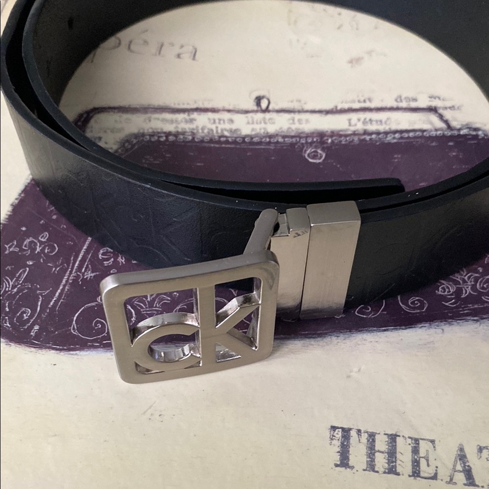 Calvin Klein Black Belt with Silver Buckle. Size M.